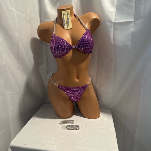 Npc all fuchsia purple Competition bikini suit 32B cup small Brazilian cut - Picture 1 of 3